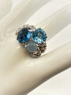 Victoria Wieck Ring Blue Topaz Sterling Silver 925 size 8 HSN Gemstone Modern